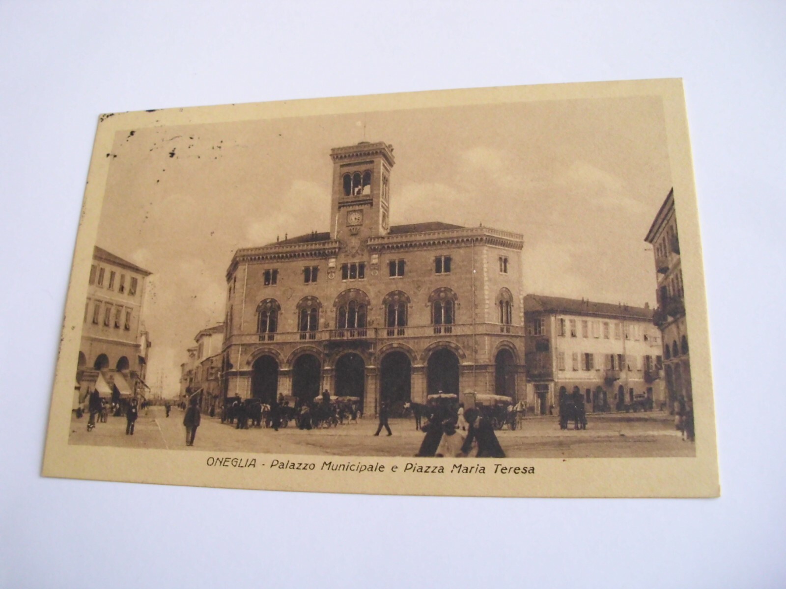 Imperia - Oneglia Palazzo Municipale and Piazza Maria Teresa - shipped f. p. 1913