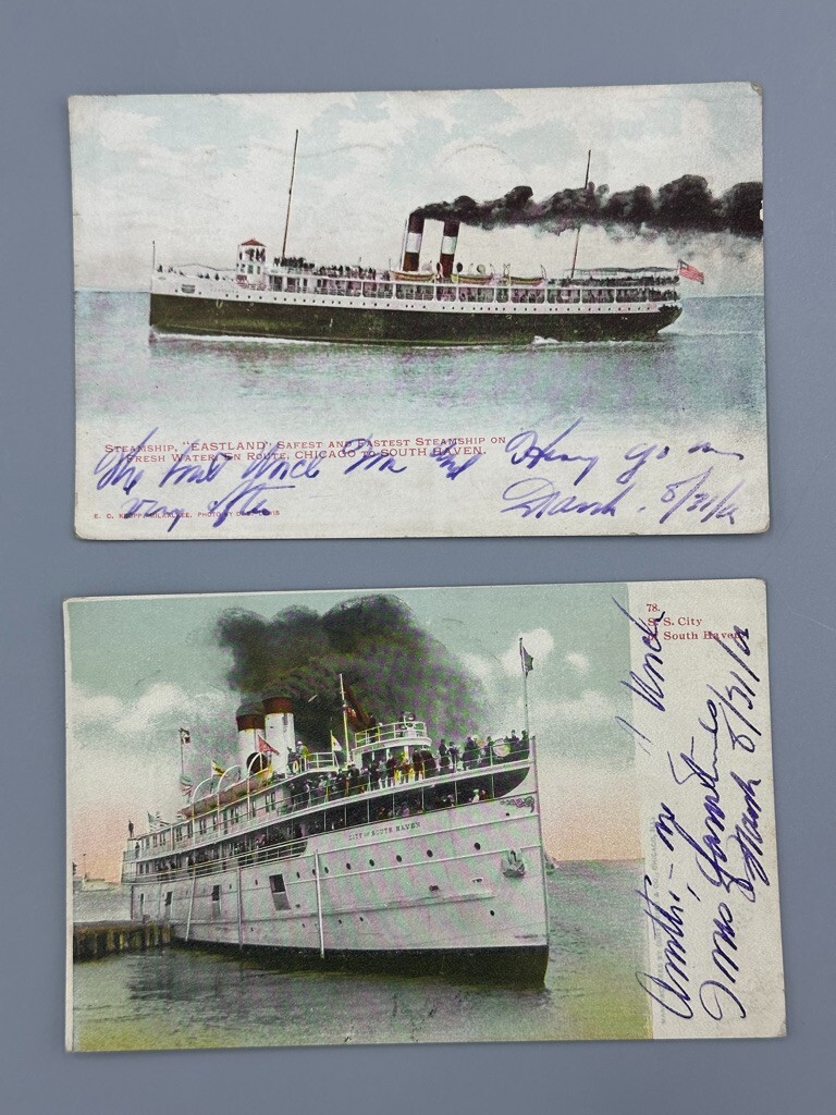 1906 SS SOUTH HAVEN SS Eastland STEAMSHIP Steamer LAKE MICHIGAN  Postcard Antque