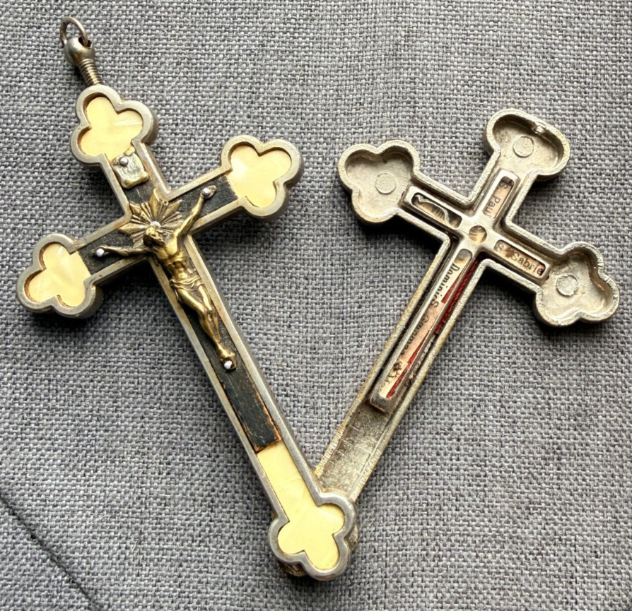 Rare Antique Catholic Relic Reliquary Crucifix Cross Pendant Pectoral Church Rare Antique Catholic Relic Reliquary Crucifix Cross Pendant Pectoral Church