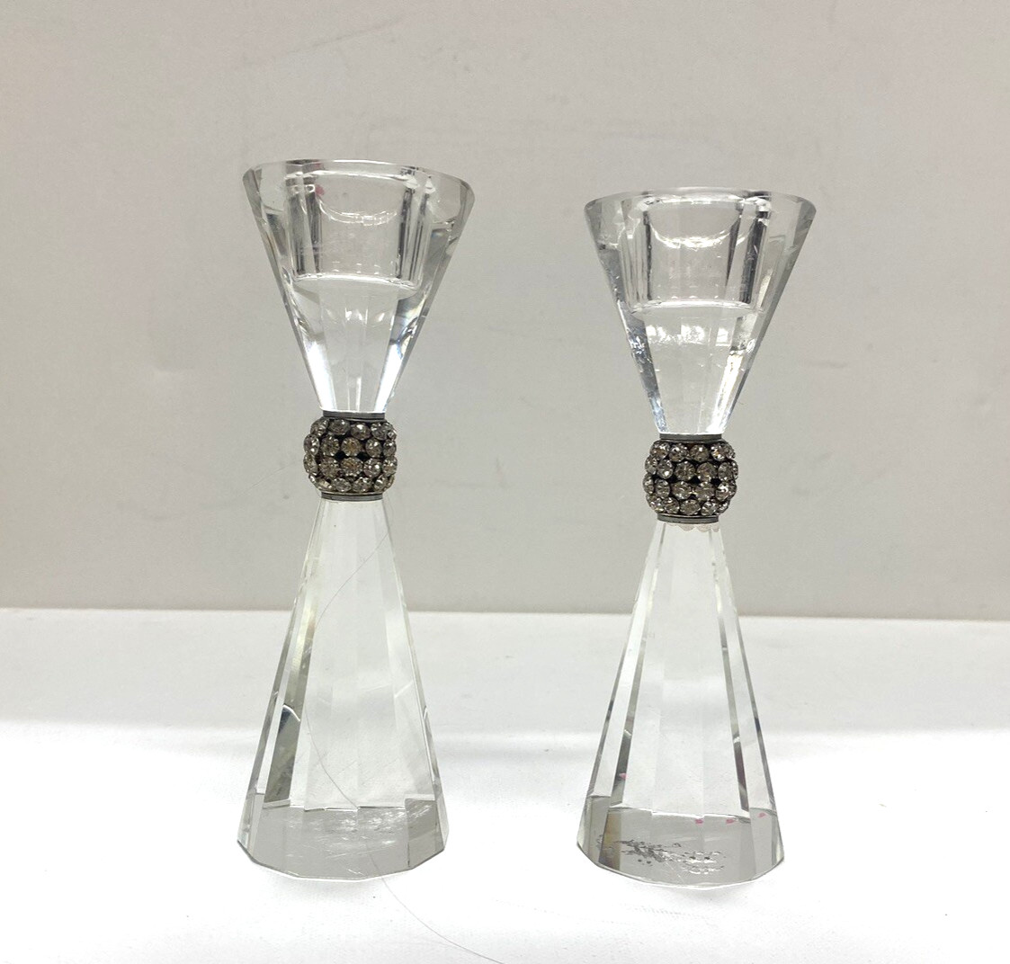 Godinger Palazzo Bling Crystal Taper Candle Holder 1 Pair Beautiful READ Godinger Palazzo Bling Crystal Taper Candle Holder 1 Pair Beautiful READ