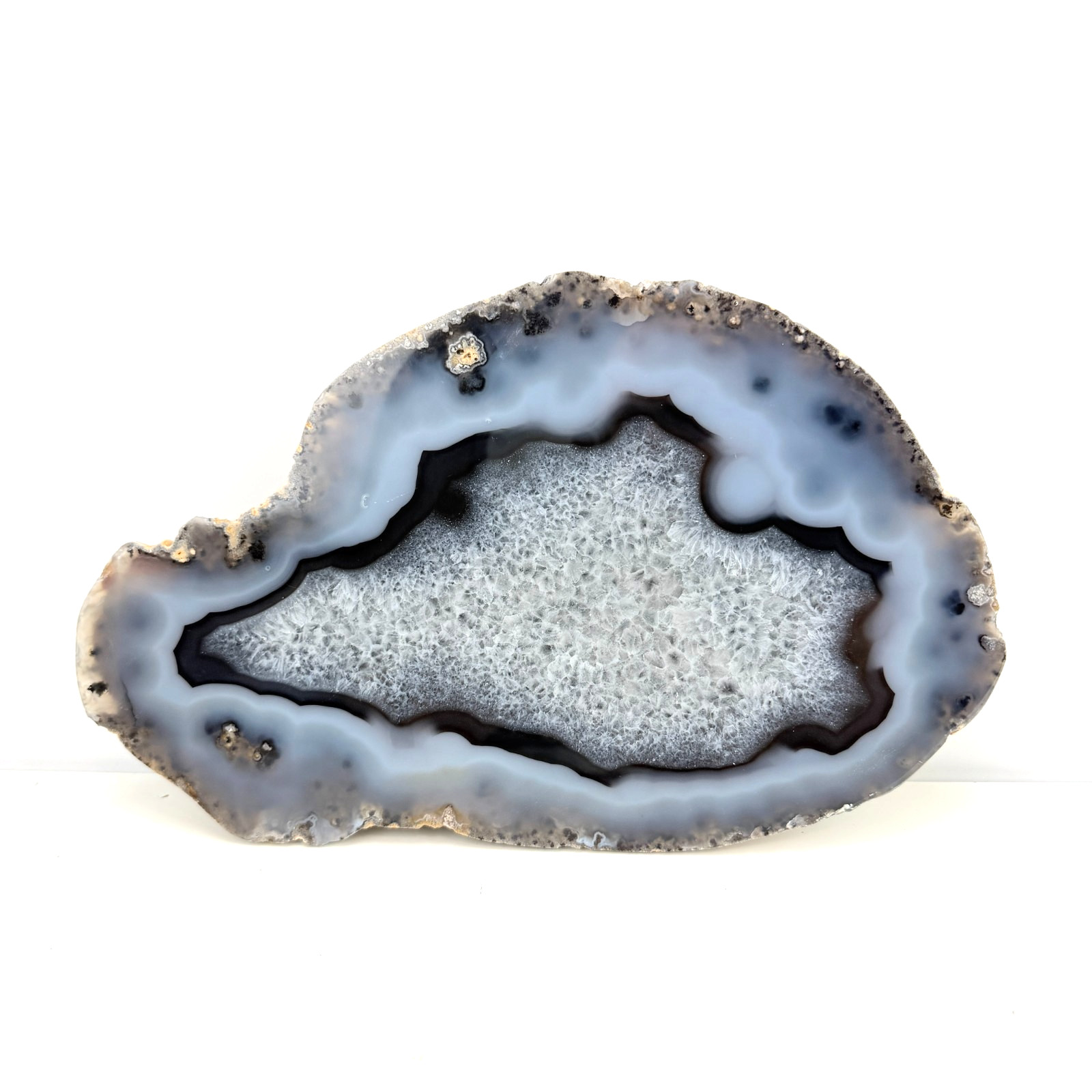 11 Inch Large Blue Gray Banded Agate Geode Half Druzy Quartz Crystal Polished 11 Inch Large Blue Gray Banded Agate Geode Half Druzy Quartz Crystal Polished
