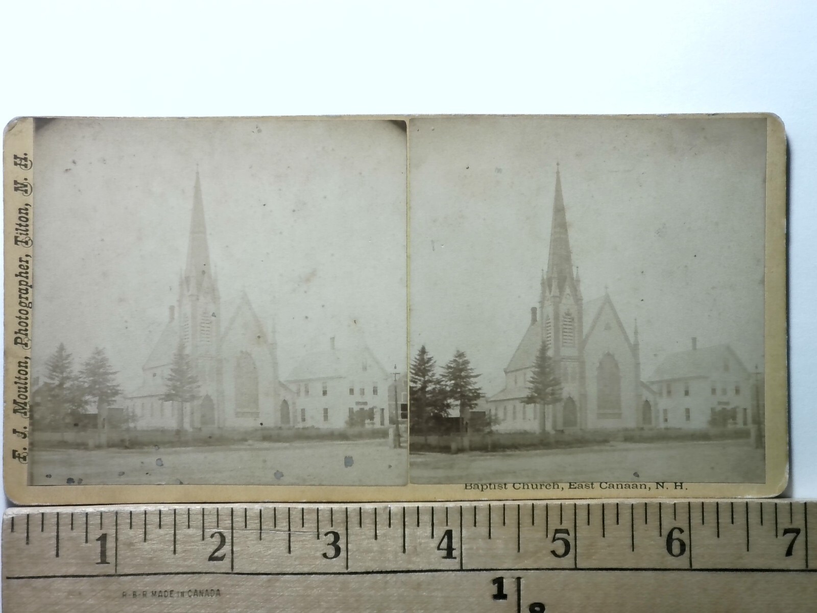 East Canaan NH Baptist Church Stereoview F. J. Moulton Tilton 1870s Curved Mount