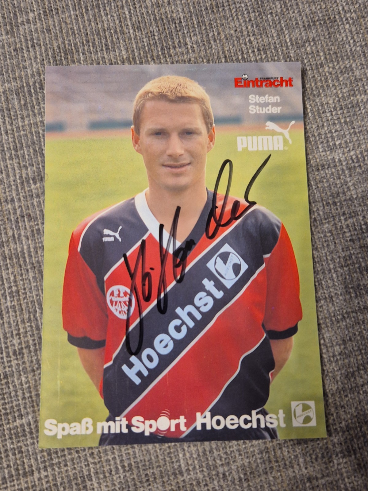 Eintracht Frankfurt, Stefan Studer, autograph card, football Eintracht Frankfurt, Stefan Studer, autograph card, football