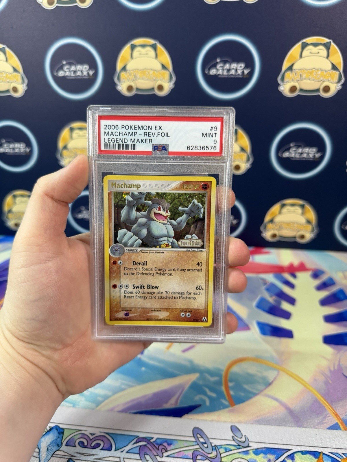 2006 Pokémon EX Legend Maker #9 Machamp Reverse Stamp PSA 9 Mint