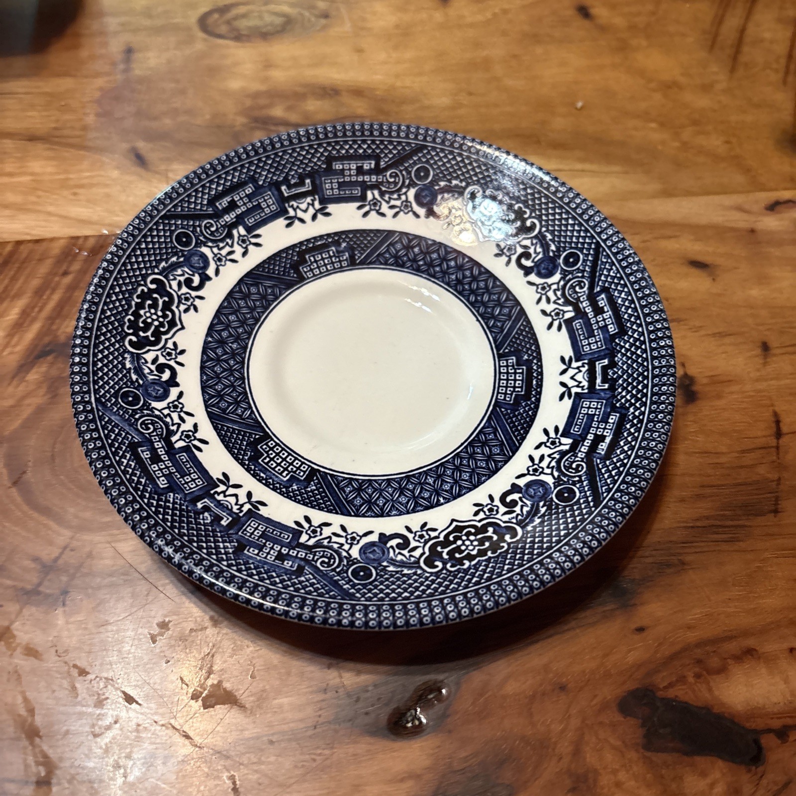 Churchill Staffordshire   England Blue Willow  Saucer