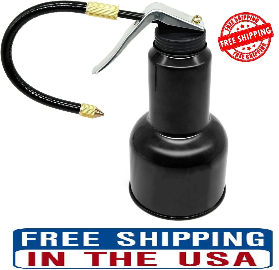 Metal Oil Can, Oil Pump Can with Spout Flexible, Hand Pump Oiler Can Tool - 17oz