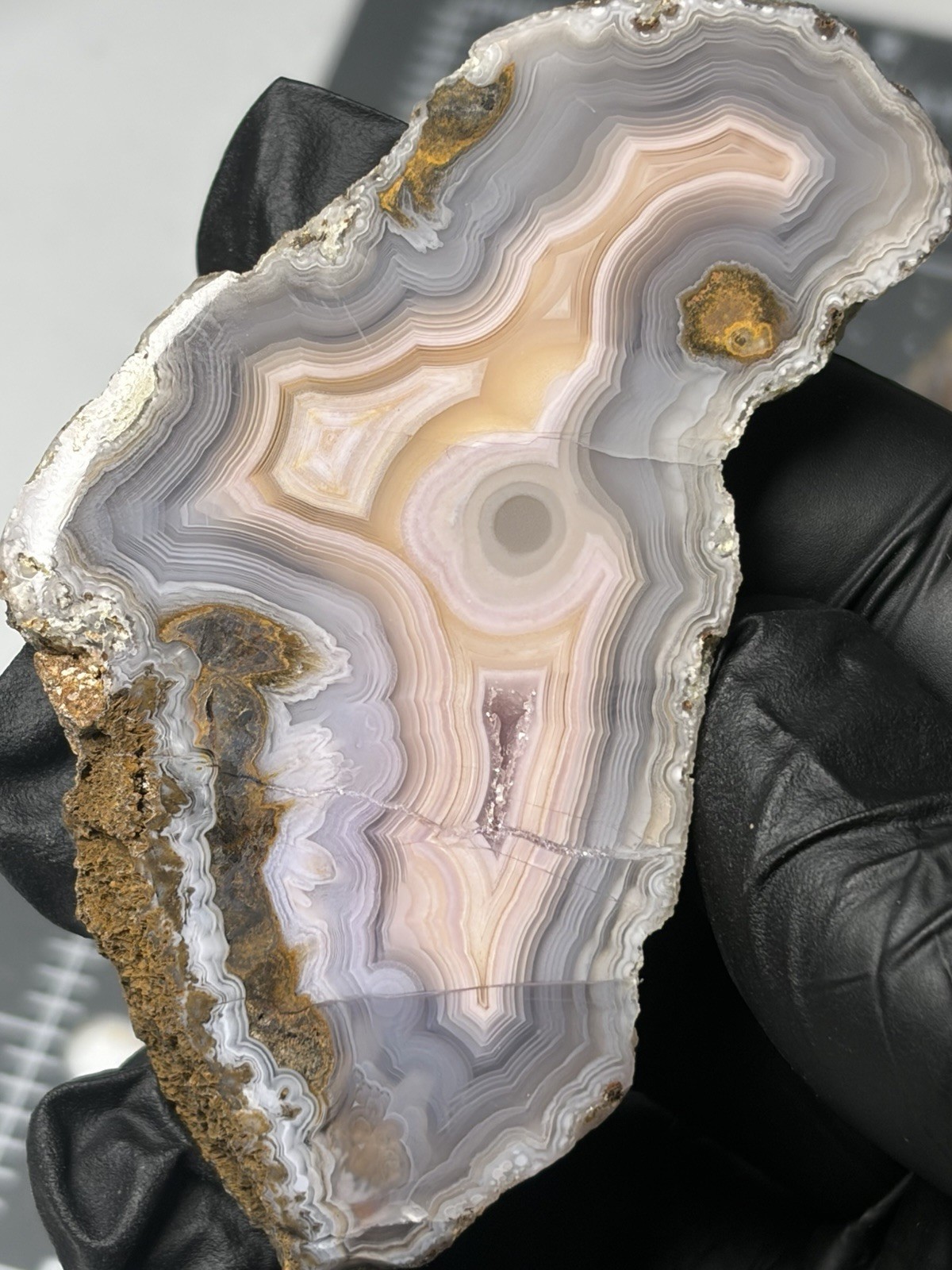 Beautiful Laguna Agate Excellent Banding Druzy Orb Face Polished