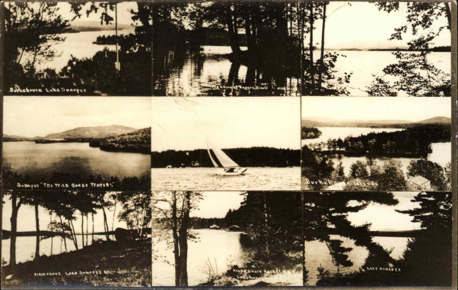 Lake Sunapee NH New Hampshire Multiview c1930-50s Real Photo Vintage Postcard