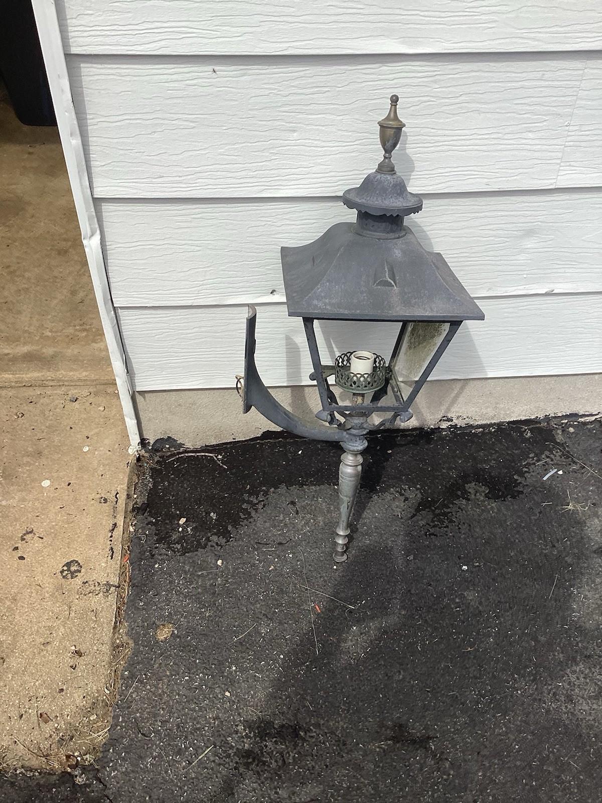 VTG Brass HUGE Mid Century Porch Witch Hat Arts Crafts Cast Outdoor Light Sconce