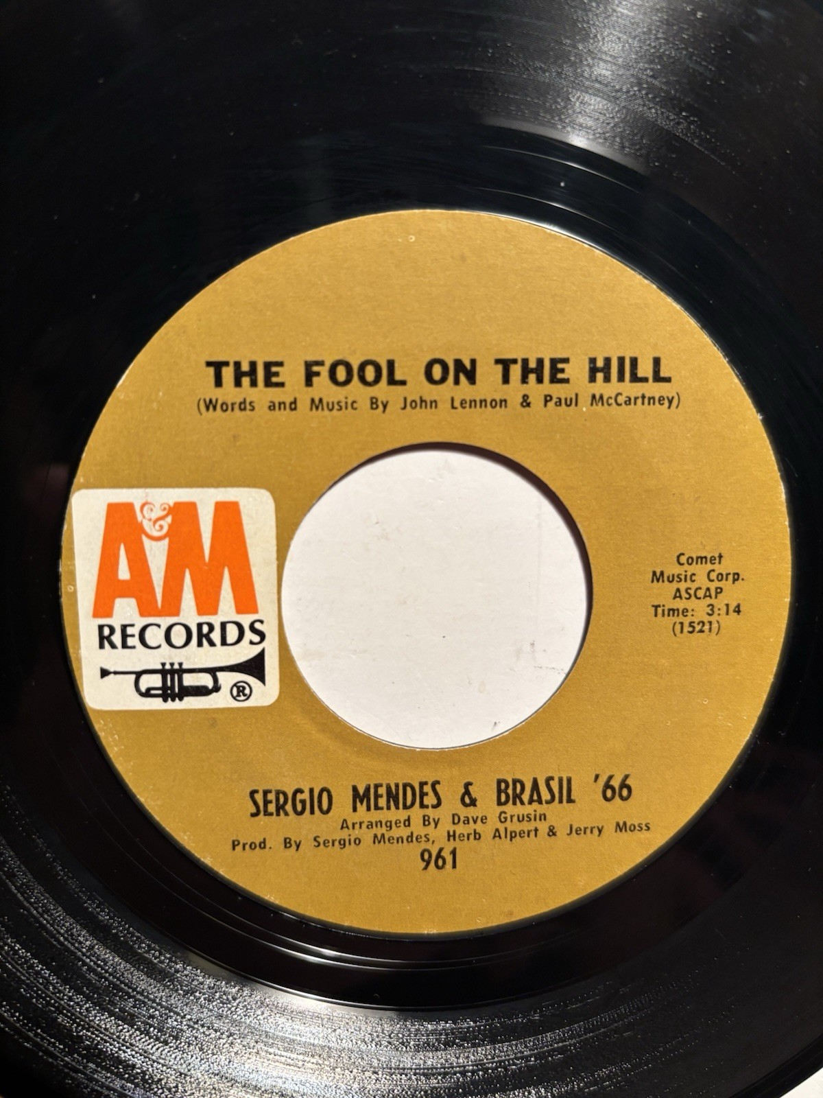 Sergio Mendes & Brasil ‘66 “The Fool On The Hill” A&M 7” 45 VG+++