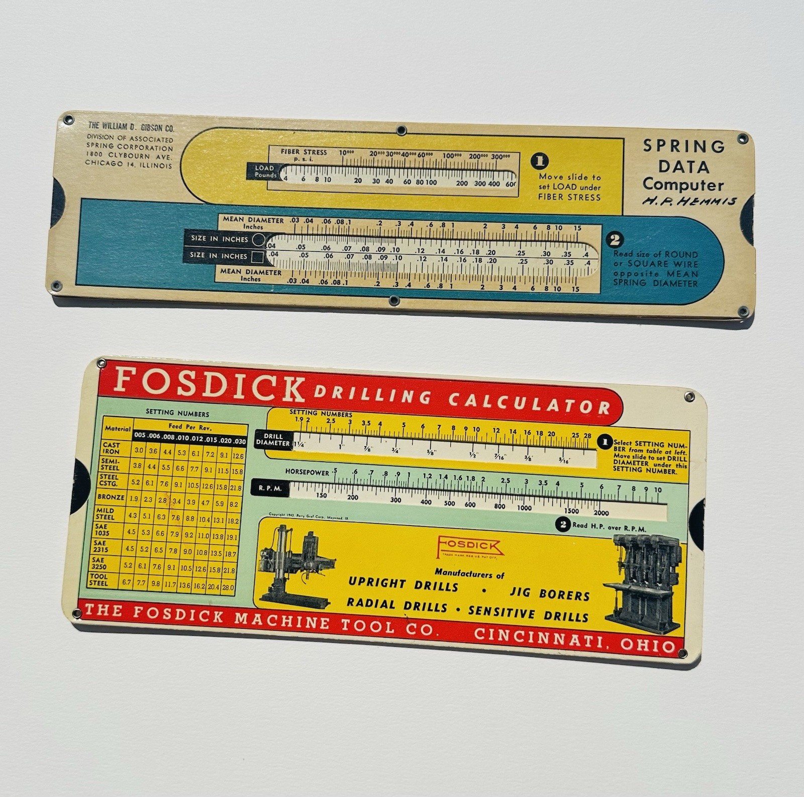 Vtg Lot 2 Mechanical Calculators Fosdick Drilling Calculator & Spring Data Compu