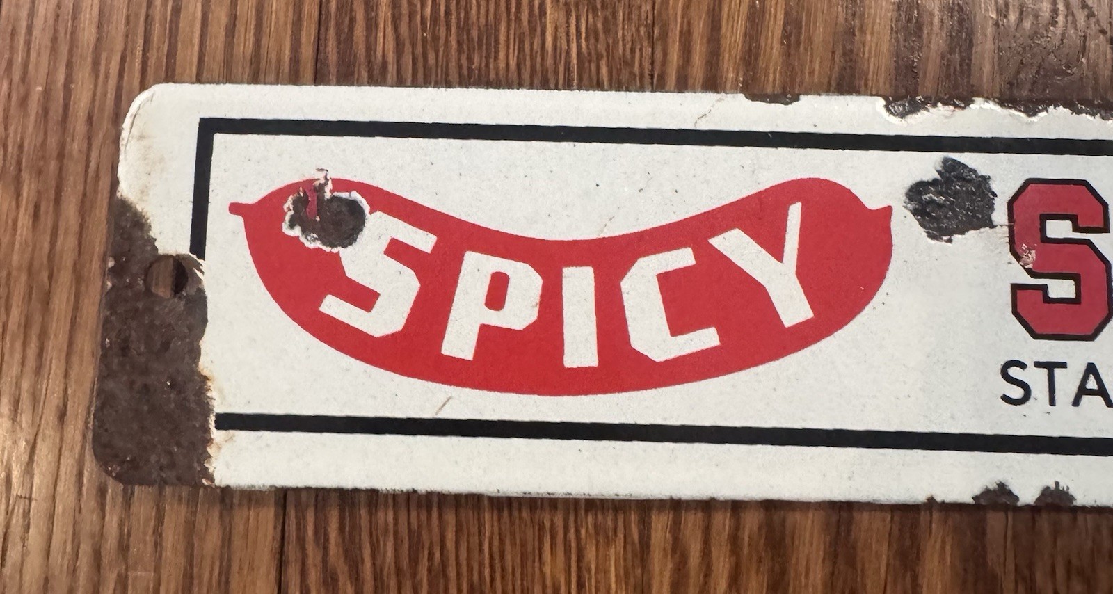 Vtg ORIGINAL Steamro Red Hots Porcelain Sign From Hot Dog Cooker - St. Louis MO