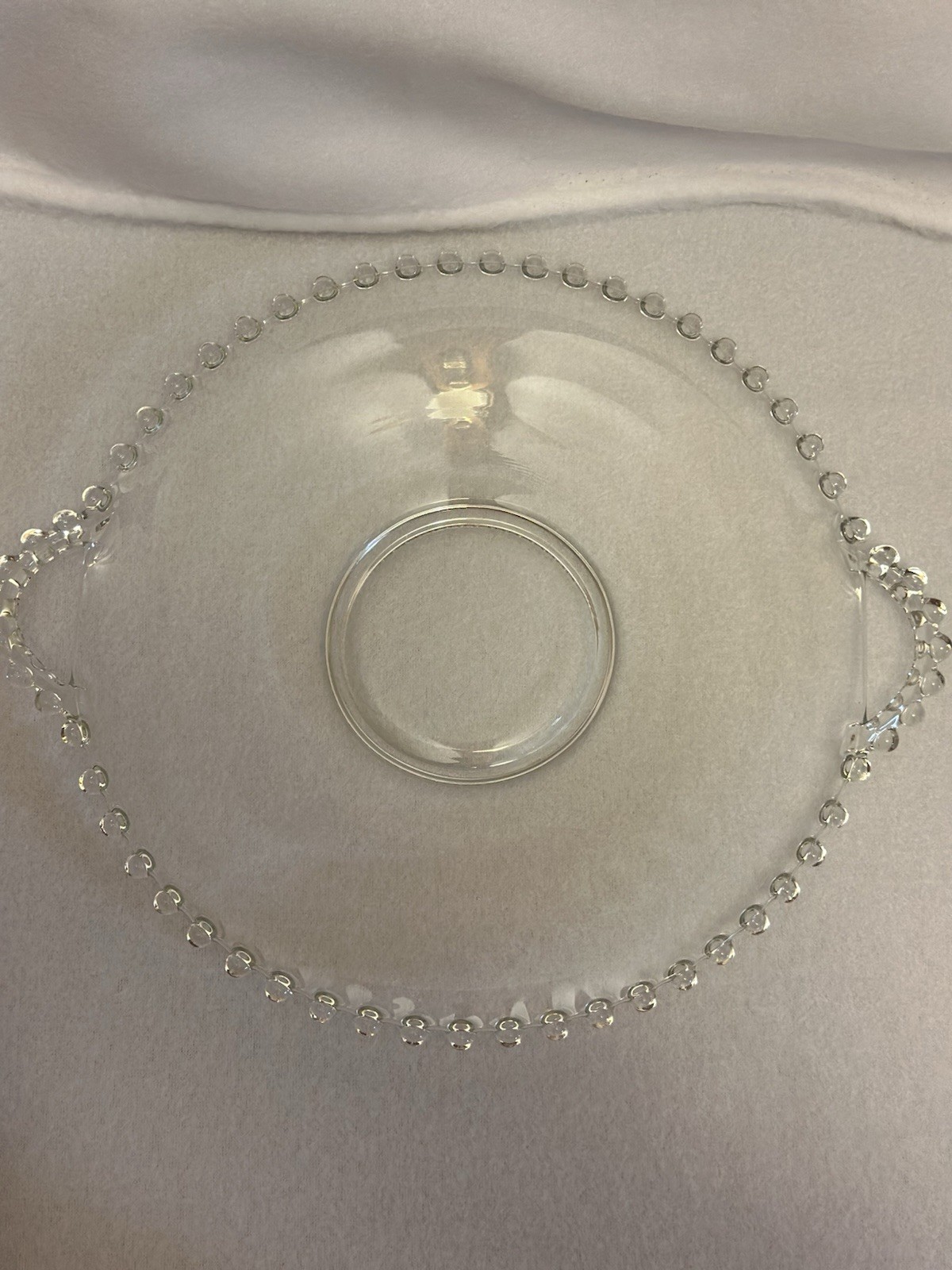 Vintage Imperial Candlewick 2-HANDLED Serving Plate/Platter Clear Glass 10”
