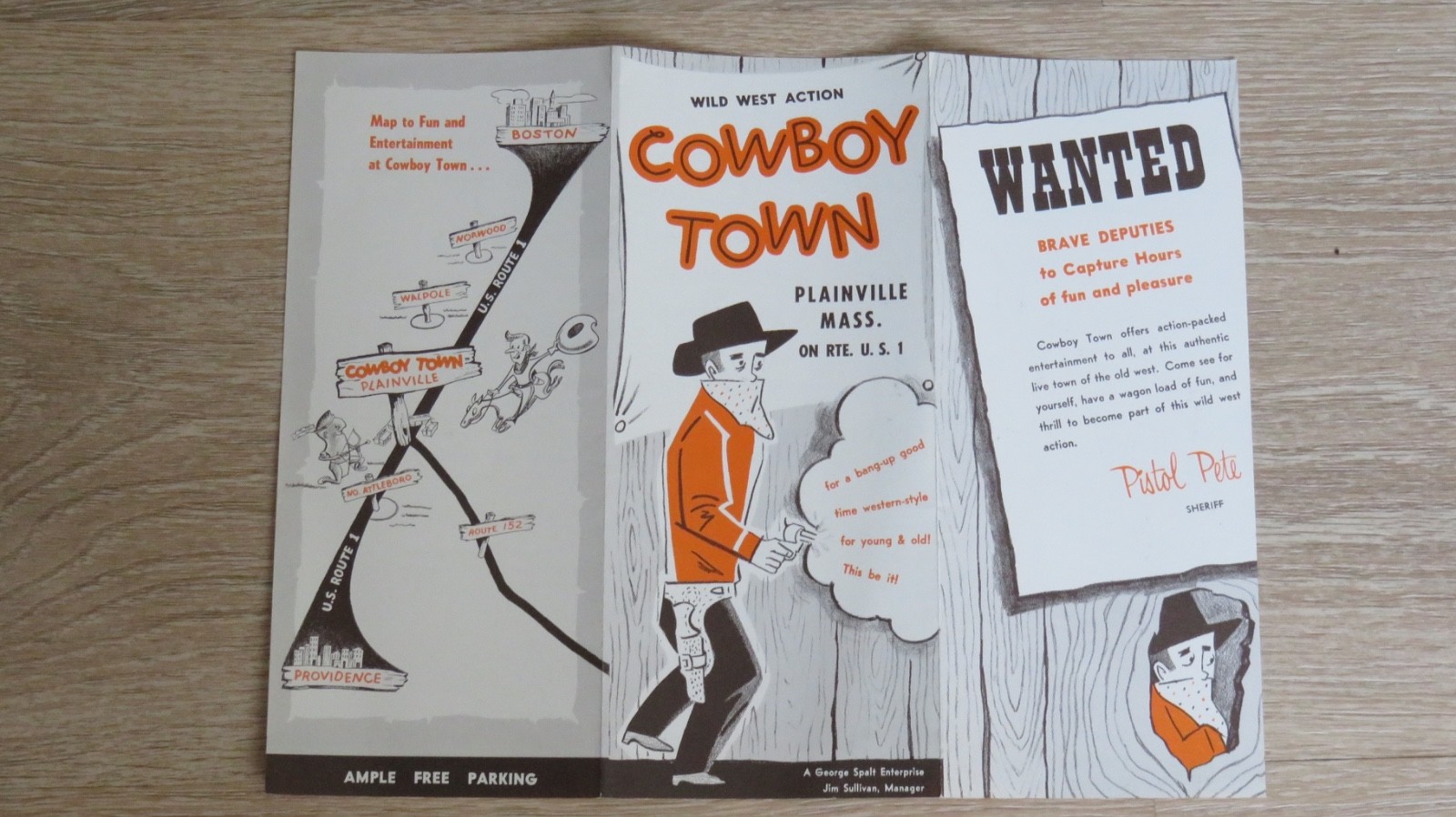 Vtg. Cowboy Town Western Theme Park Plainvelle Massachusetts Travel Brochure MA