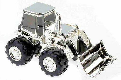 Christening Gifts. Silverplated Digger Tractor Money Box