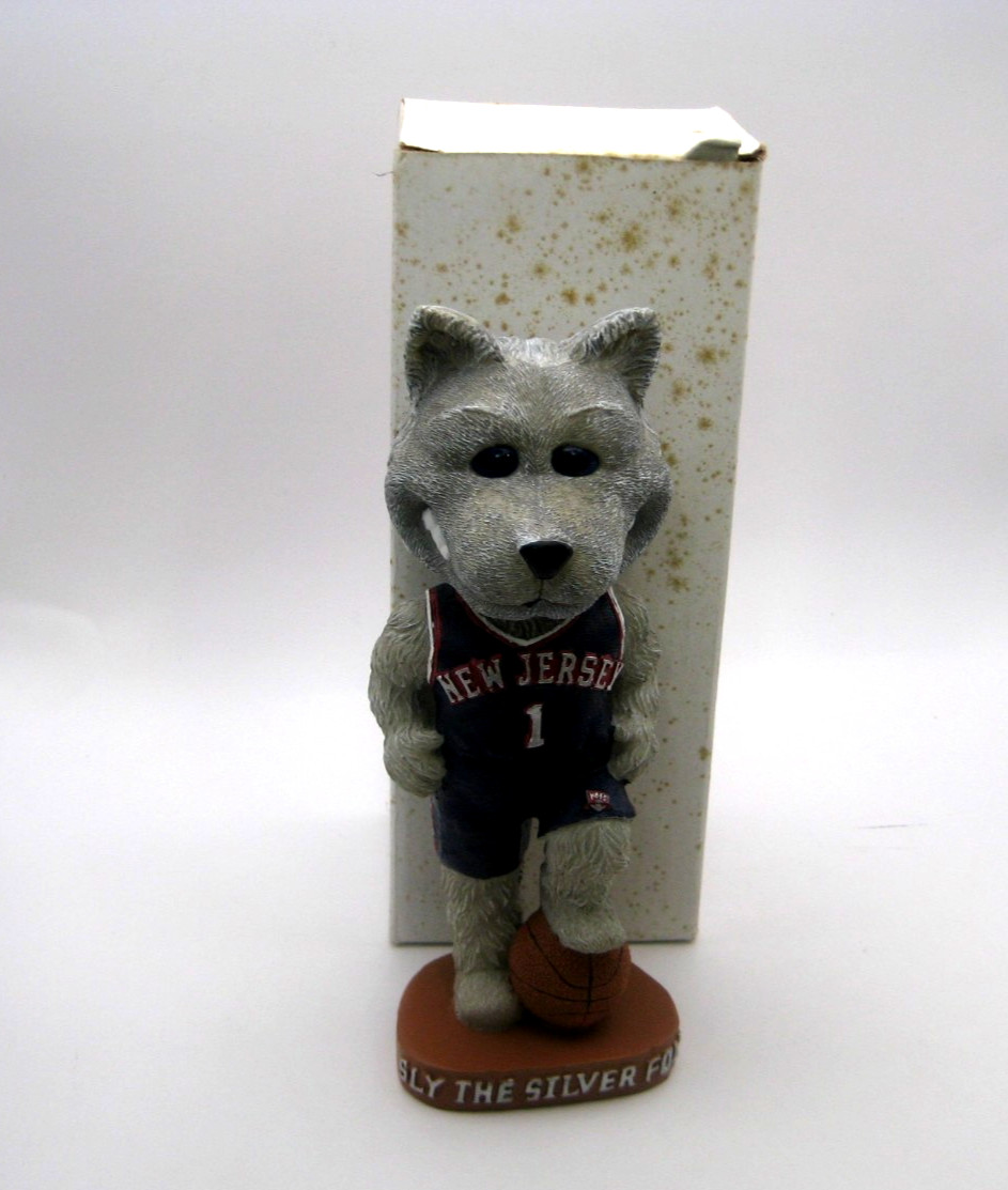 SLY THE SILVER FOX NJ NETS MASCOT BOBBLE DOBBLES BOBLEHEAD 