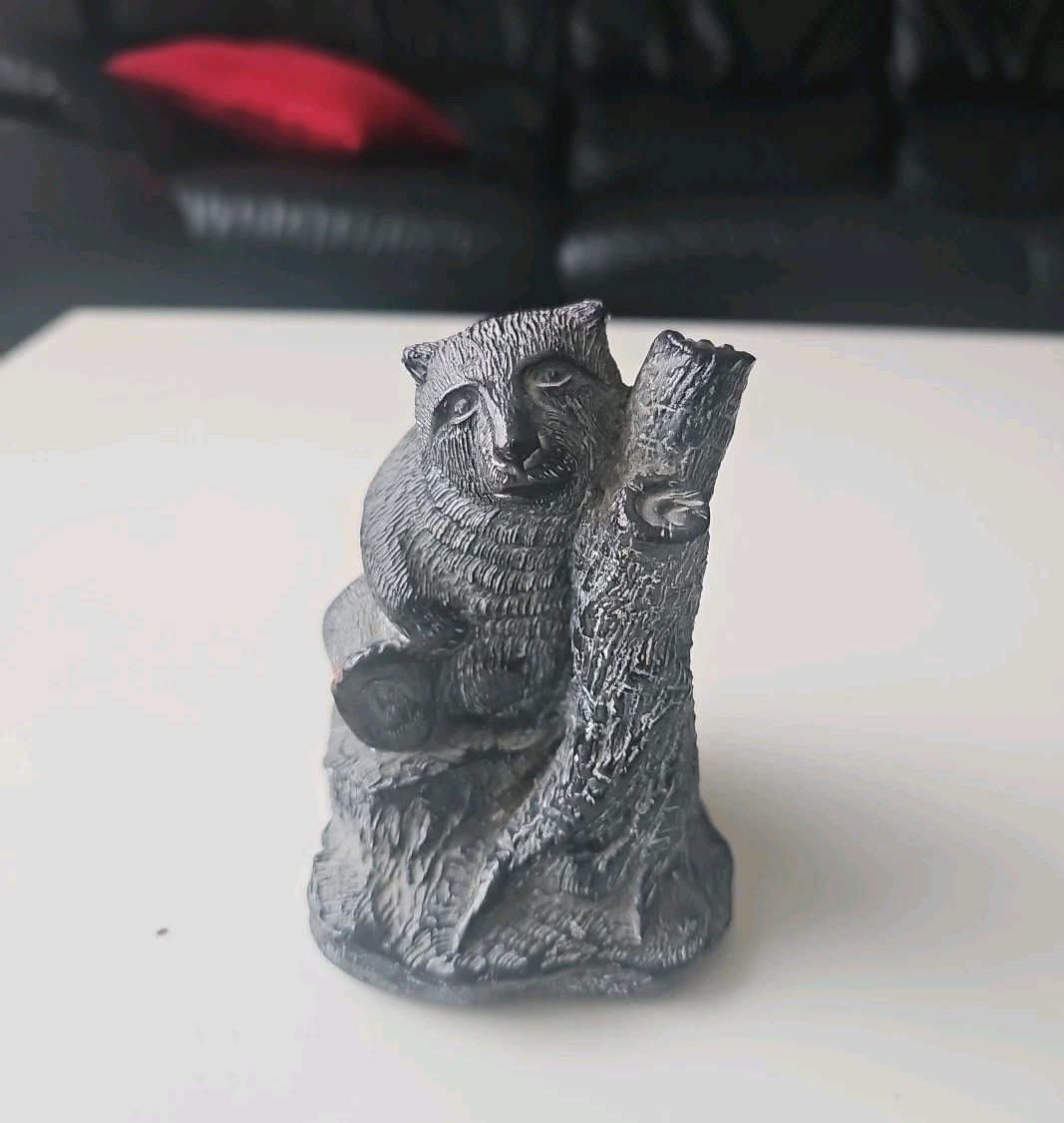 Aardik Soapstone Bear Tree Stump Figurine Canada 4.5