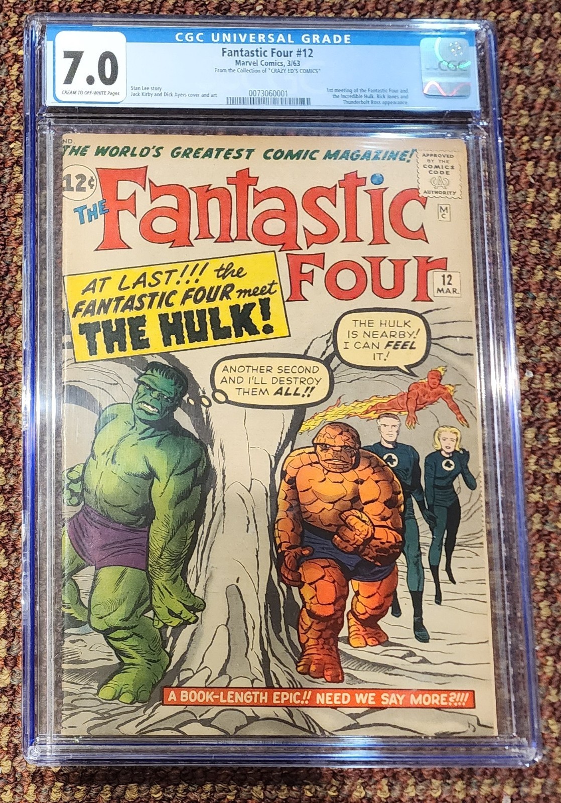 FANTASTIC FOUR #12 HULK VS THING KEY CGC 7.0 \