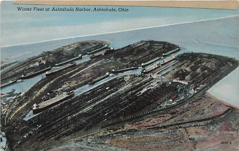 Postcard OH: Winter Fleet at Ashtabula Harbor, Ashtabula, Ohio, DB 1910's