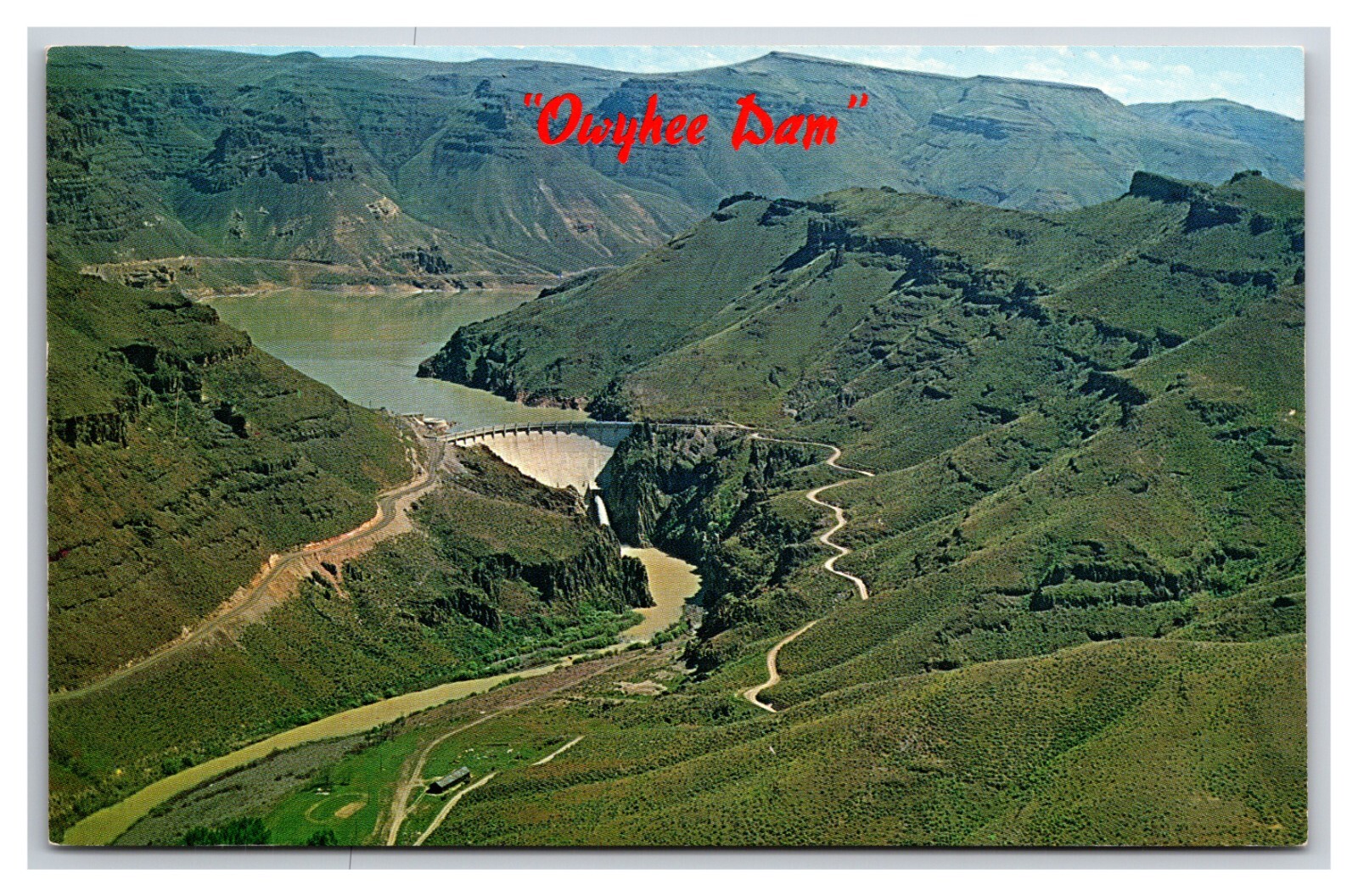 Owyhee Dam Aerial View Adrian Oregon OR UNP Chrome Postcard C21