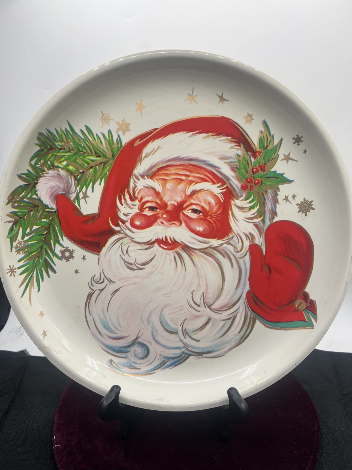 Santa Serving Tray Melamine Hard Plastic Vintage, 13\