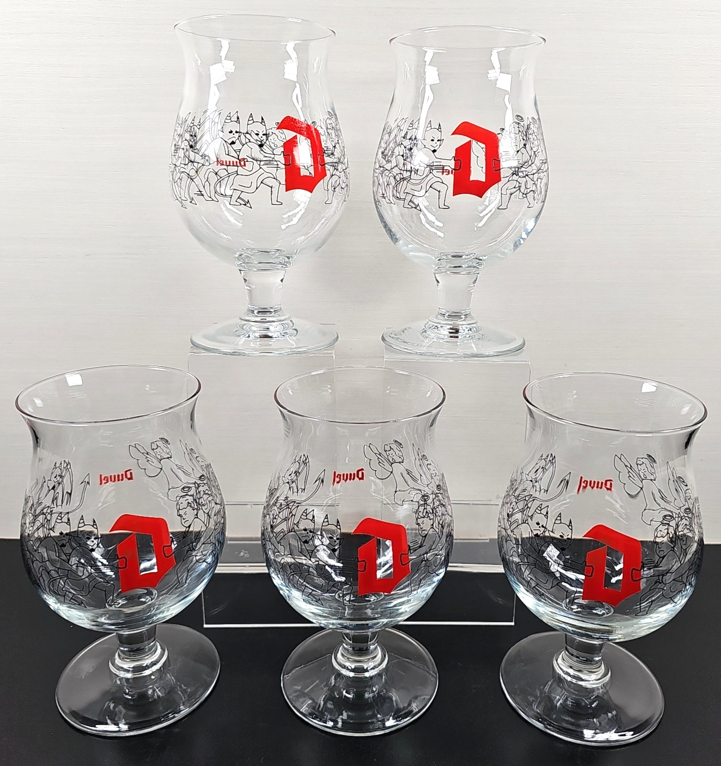 5 The Angel & The Duvel On Your Shoulder Tulip Glasses Set Johnston Belgium Beer
