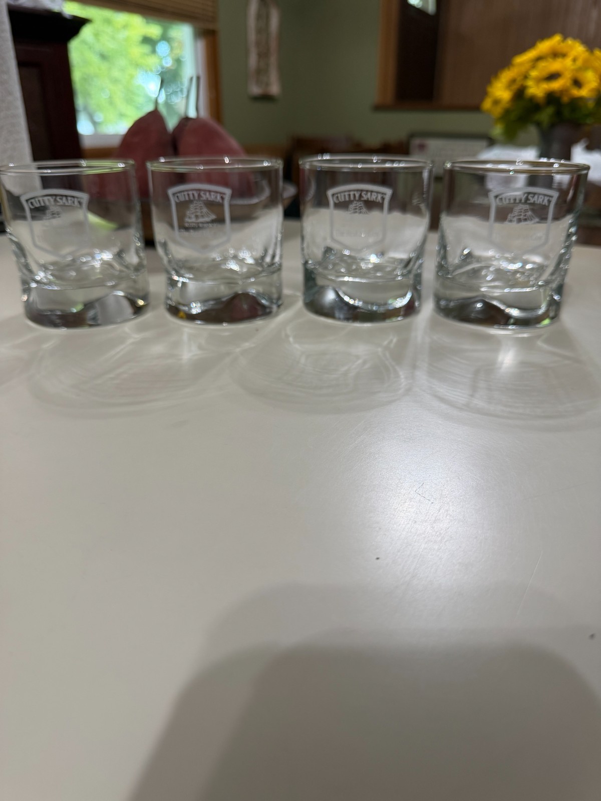 4 Cutty Sark  The Real McCoy  Rocks Whisky Glasses w/Dimpled Grip EC White Label