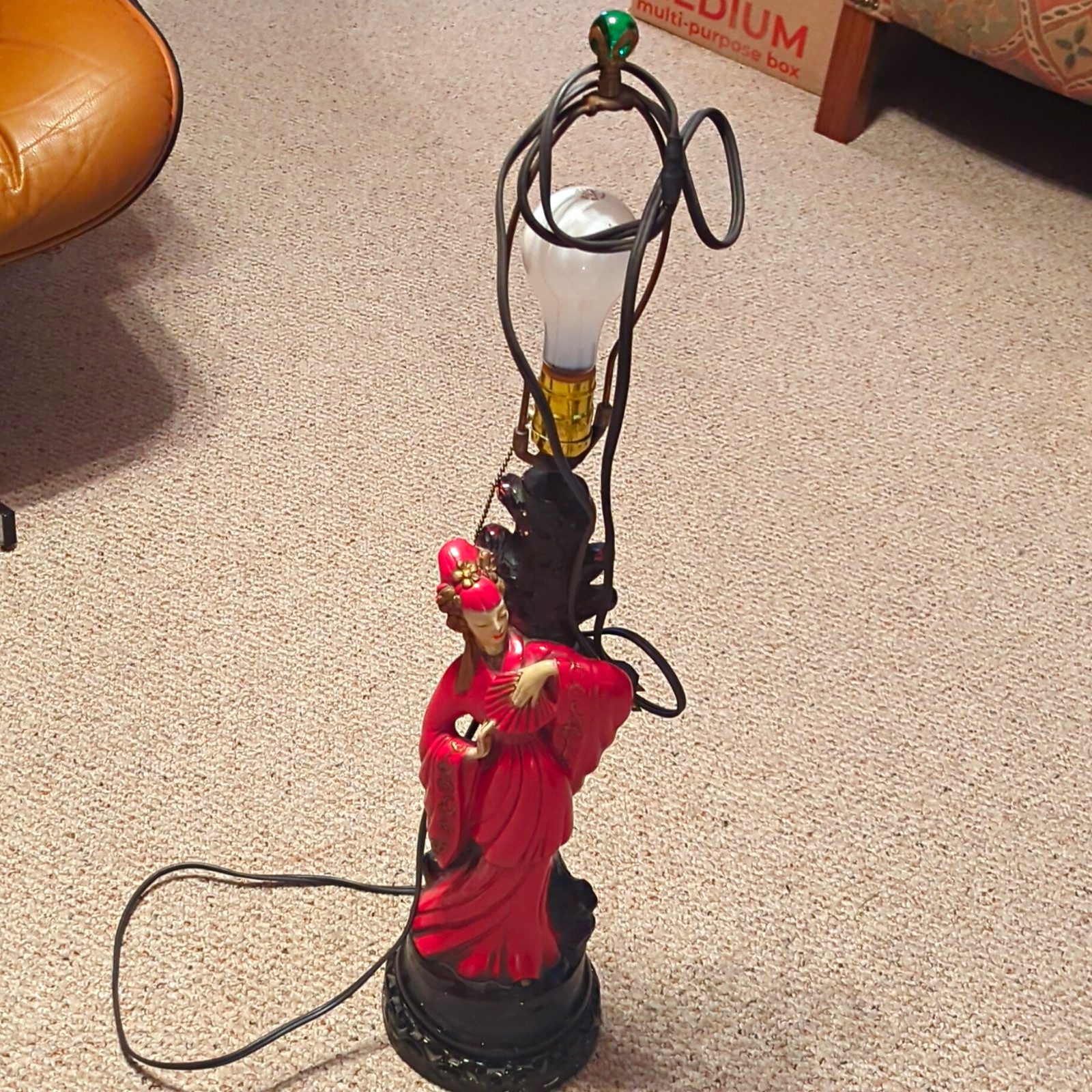 1950s Asian Chalkware Geisha Lamp
