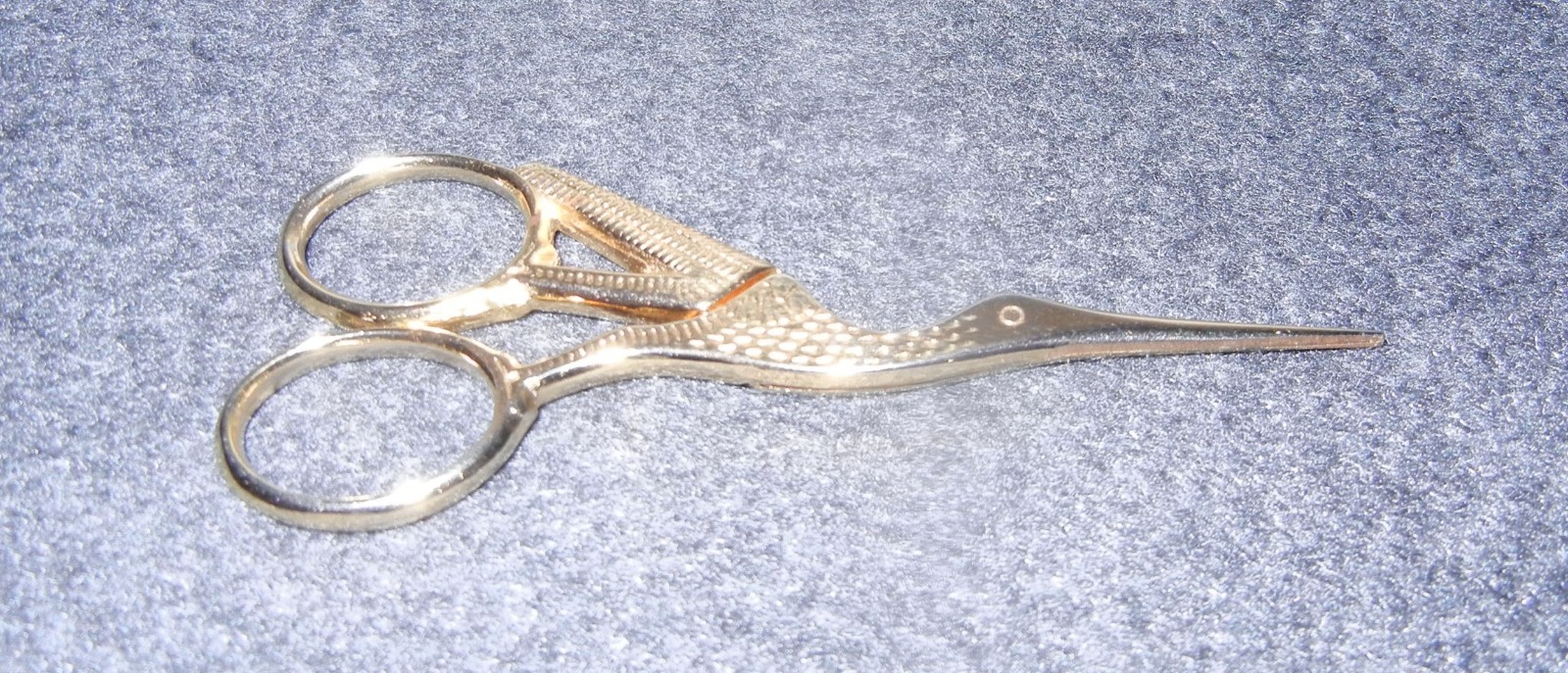 Gold Tone Stork Embroidery Scissors in Original Soft Plastic Case, 3 1/2\