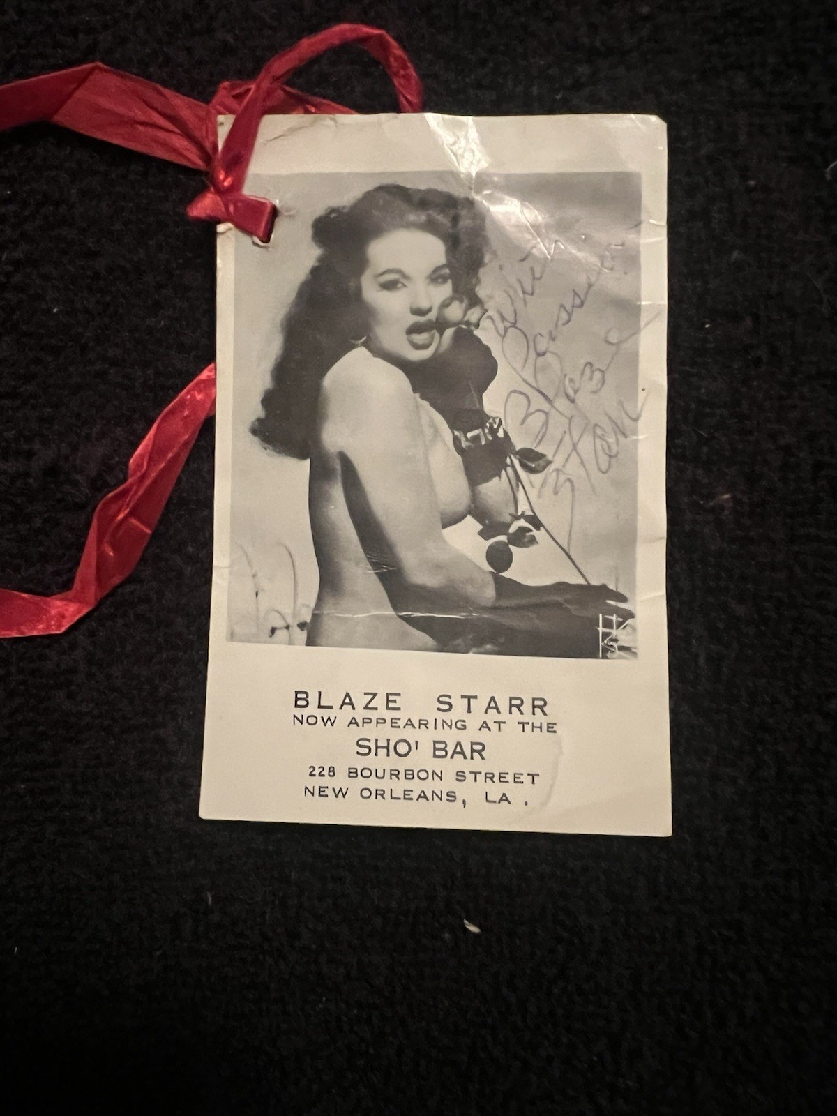 Vintage Blaze Starr 1960s Sho-Bar New Orleans Calling Card Signed One Of A Kind Vintage Blaze Starr 1960s Sho-Bar New Orleans Calling Card Signed One Of A Kind