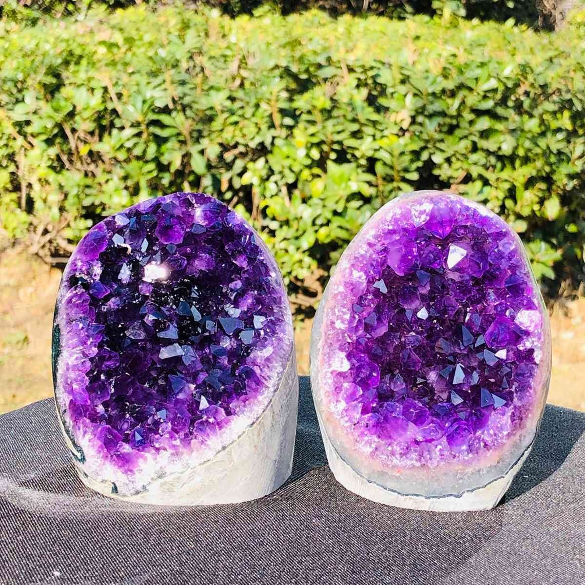 3.91LB 2pcs Natural Amethyst Uruguay Cave Crystal Cluster Gemstone Geode Healing