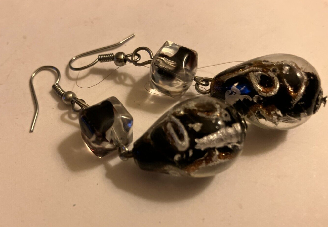 vintage estate glass bead  pierced earrings