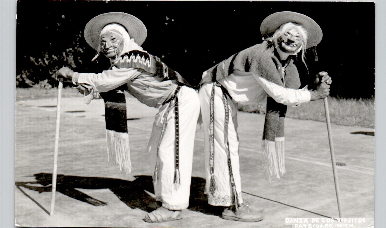 STRANGE MEXICO COSTUMES patzcuaro mich mx c1950 postcard real photo rppc mask
