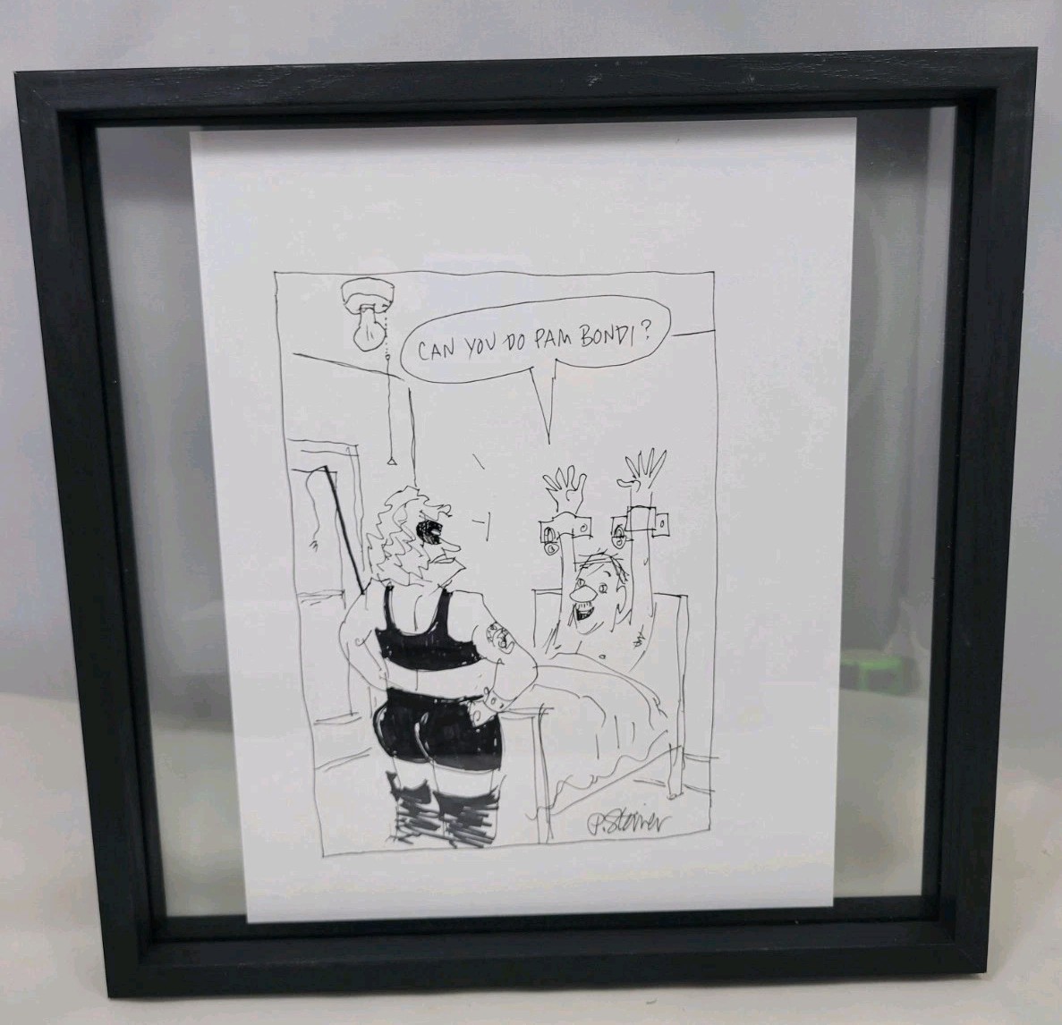 Original Peter Steiner Signed Political Cartoon Art Hand Drawn Pam Bondi Satire