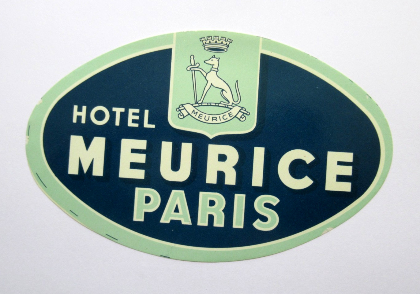 Vintage Hotel Meurice Paris France Luggage Label Travel Sticker Suitcase Tag OG
