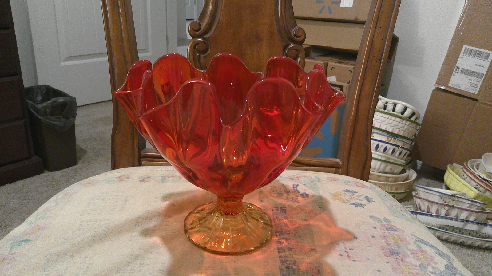 LARGE AMBERINA FOOTED CENTERPIECE BOWL APPROX. 8
