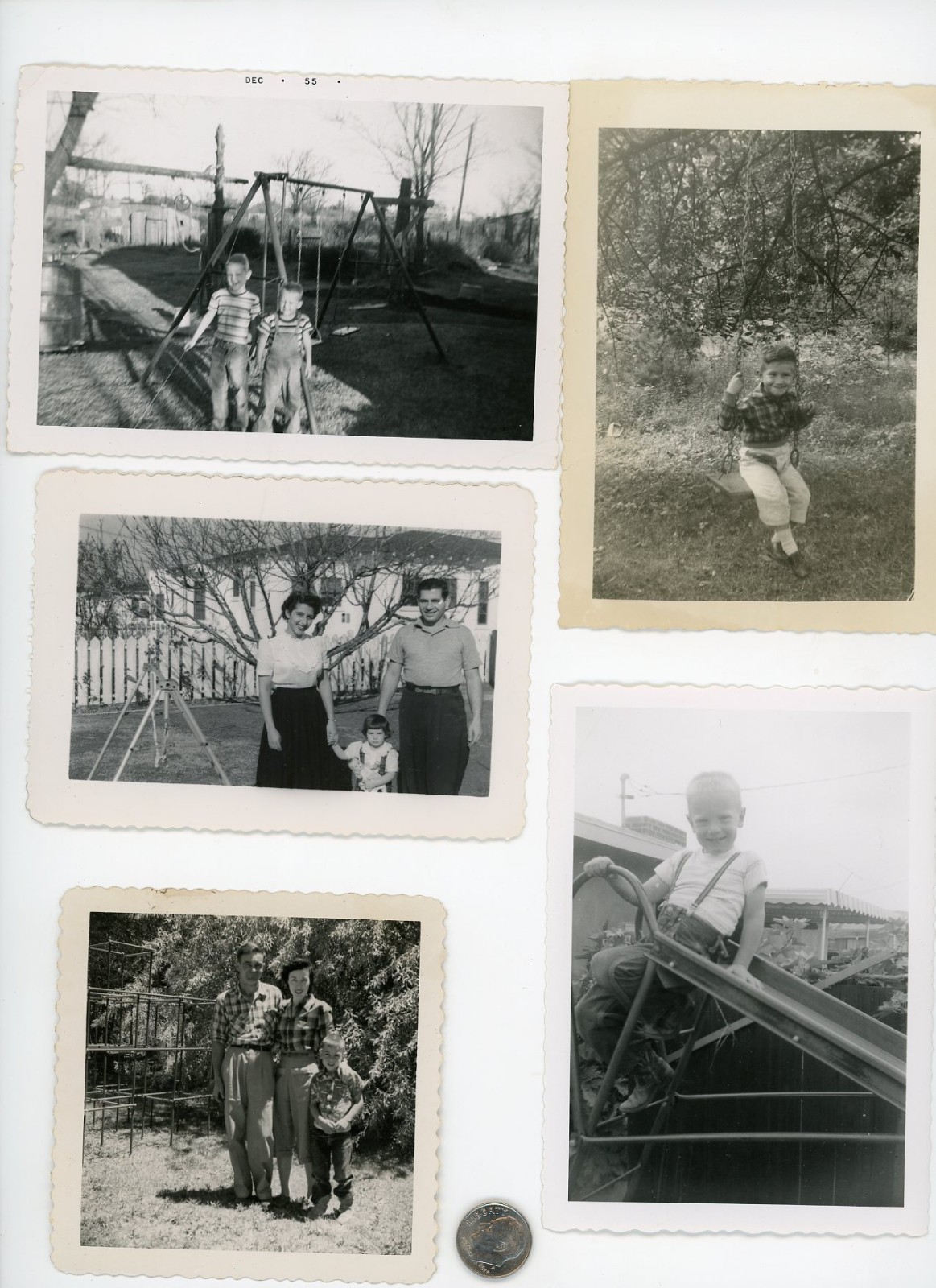 (11) Vintage photo lot / Backyard SWING SETS & Playground Rides - Slide Carousel