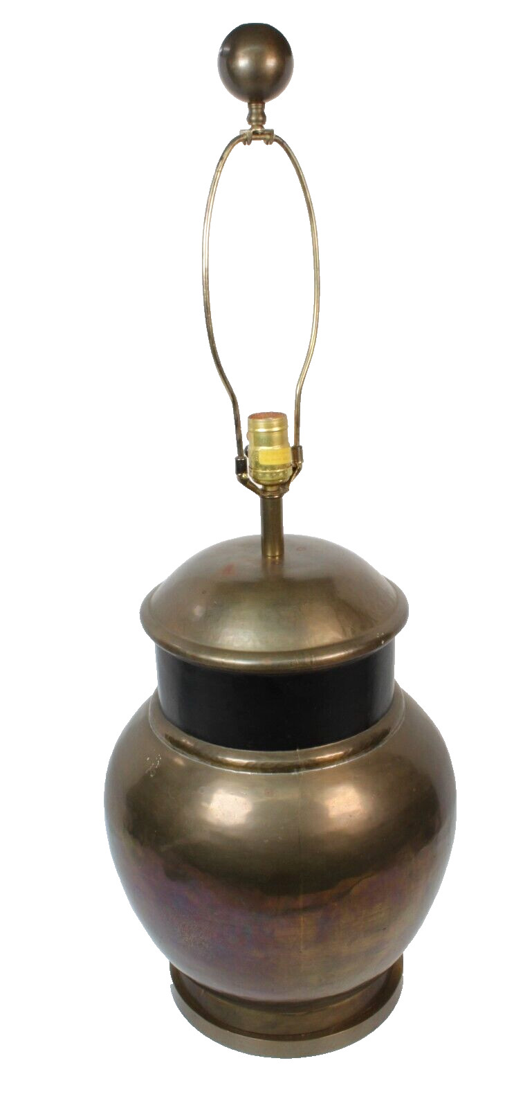 Large Mid Century Chapman Bulbous Ginger Jar Brass And Black Table Accent lamp Large Mid Century Chapman Bulbous Ginger Jar Brass And Black Table Accent lamp