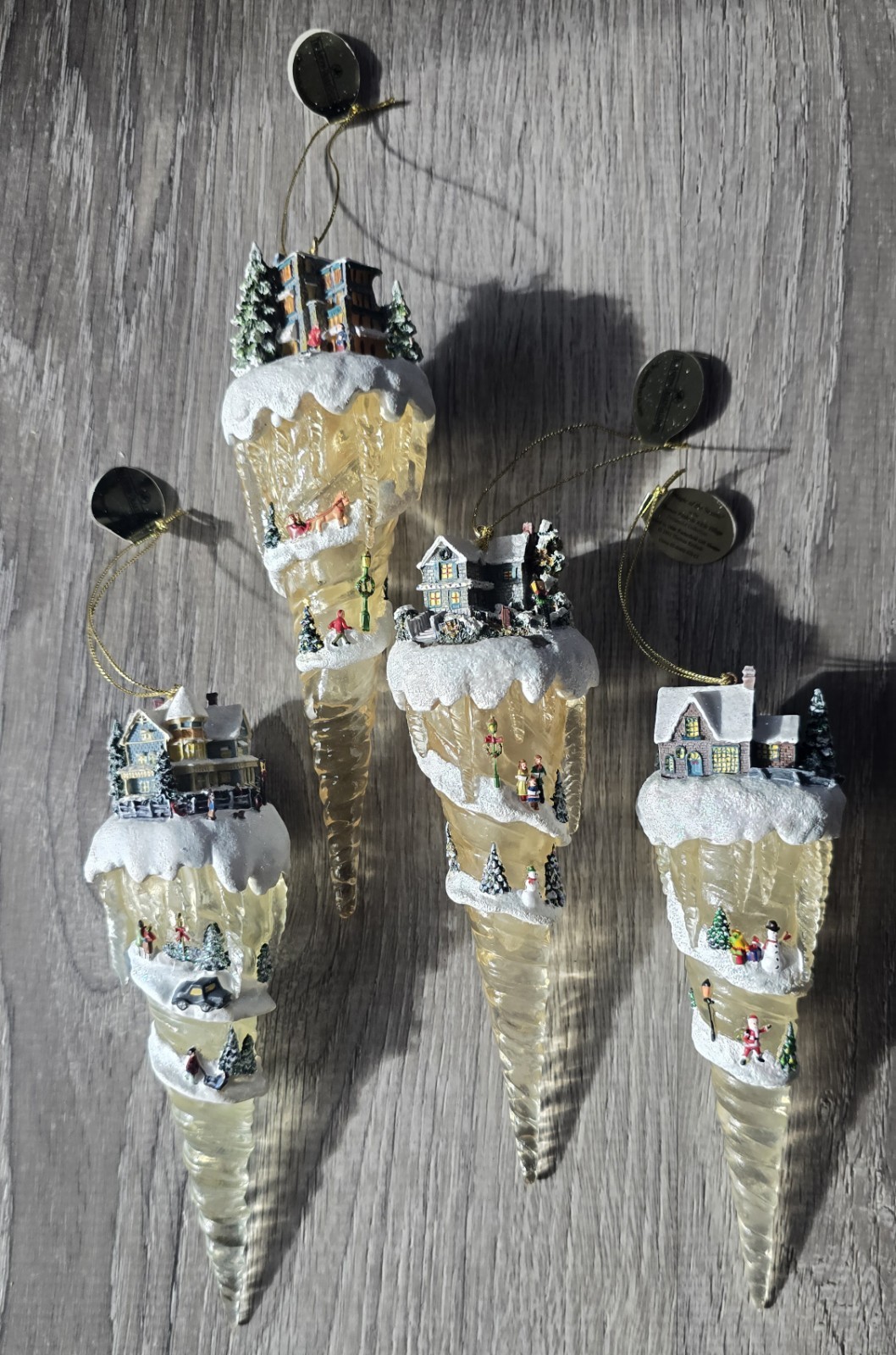 2006 Ashton Drake Lot Of 4 Thomas Kinkade Victorian Village Icicle Ornaments
