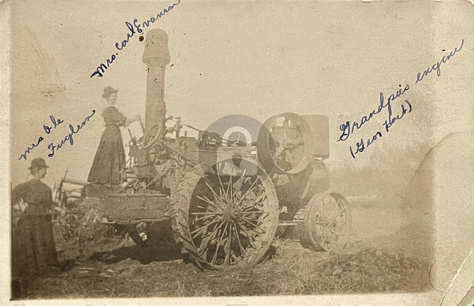 1912 Northwood ND Woman Driving Steam Tractor Farming RPPC Photo Postcard COPY
