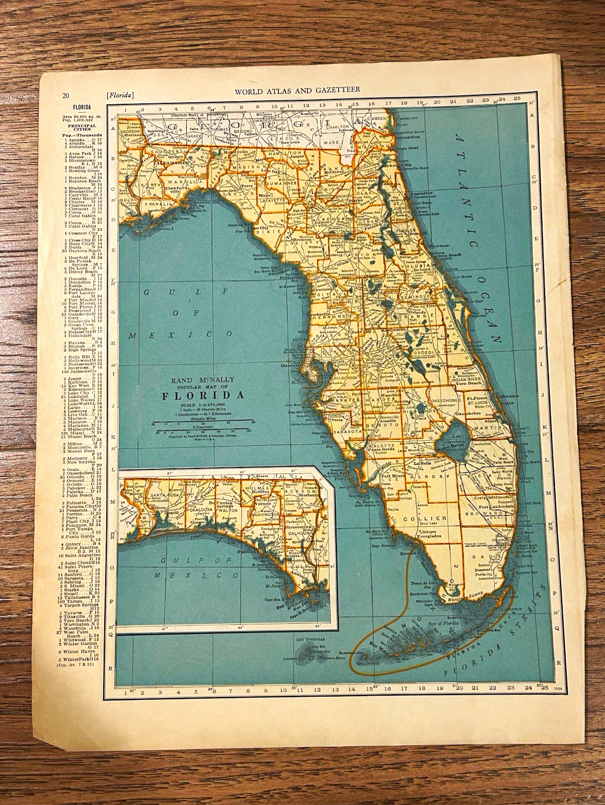 Antique 1937 map of Florida 14”x11” Antique 1937 map of Florida 14”x11”