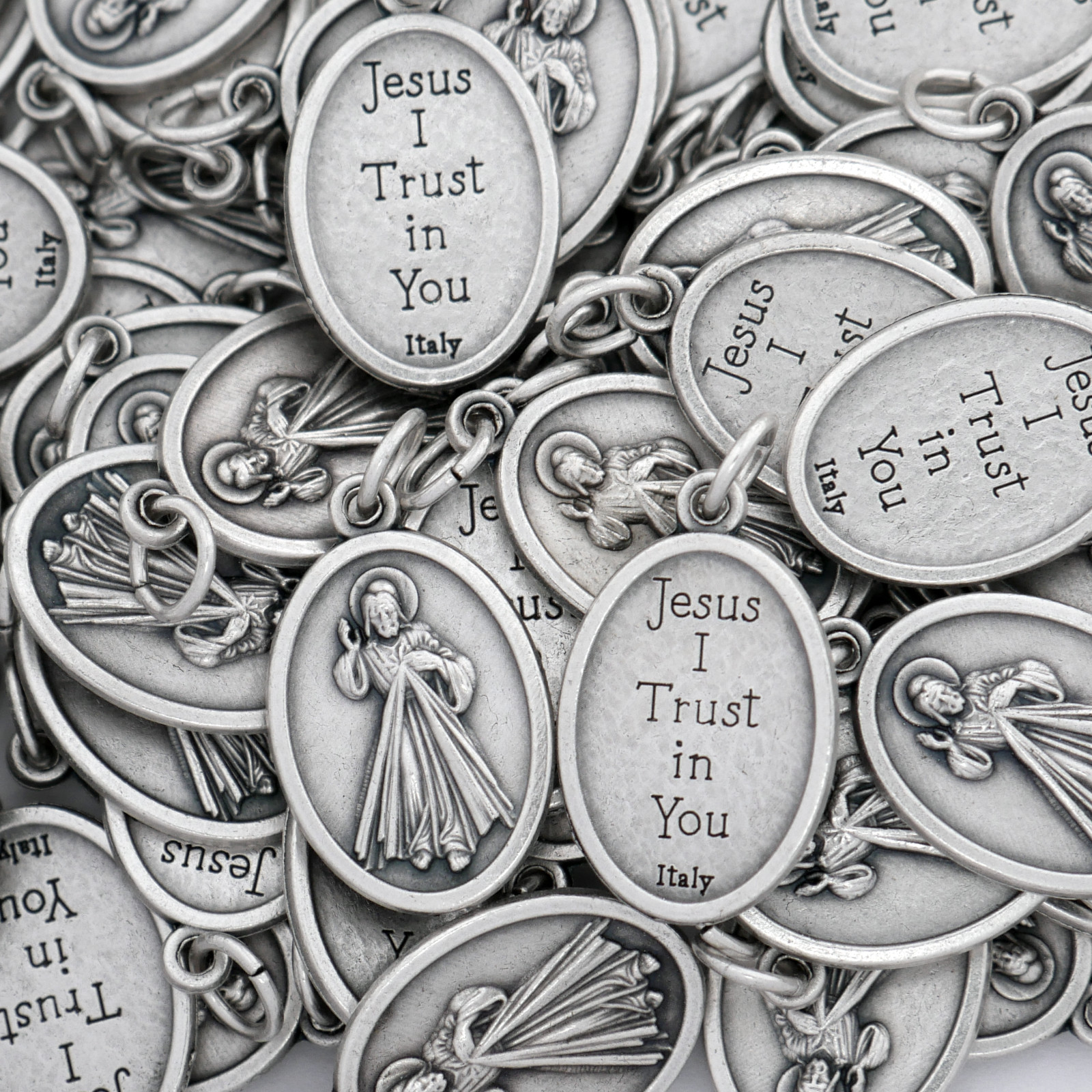 100 Divine Mercy Medals Bulk Silver Plated Made in Italy — Catholic Gifts