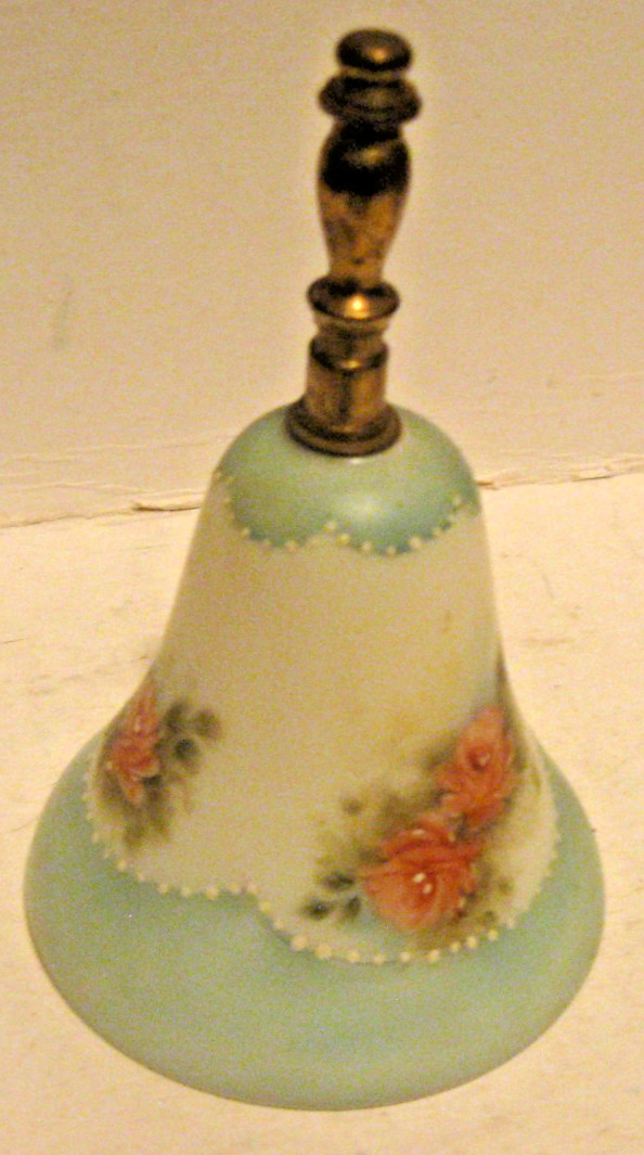 Vintage Flower  Ceramic Bell With Brass Handle - 5.5” Tall