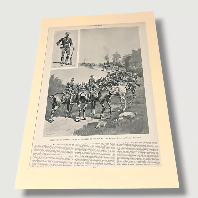 Harpers Weekly Deployed Infantry 4th Troopers in Charge of Horses July 7 1894 V