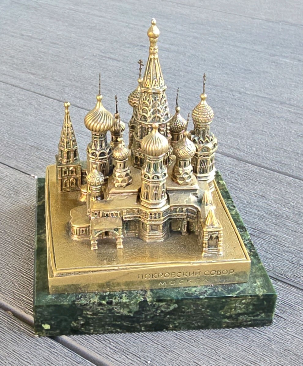 St. Basil\'s Cathedral Bronze Replica ON MARBLE BASE SIGNED Souvenir Building 