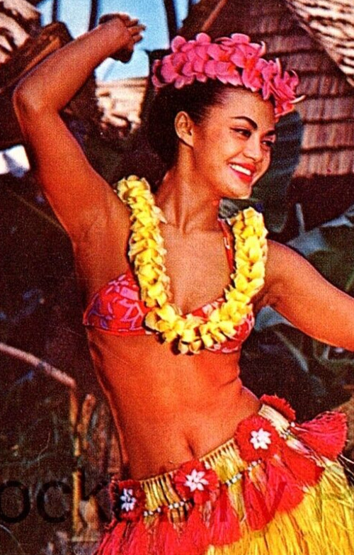 Beautiful Tahitian Dancer Postcard Hawaii Mike Roberts Color Card Chrome.