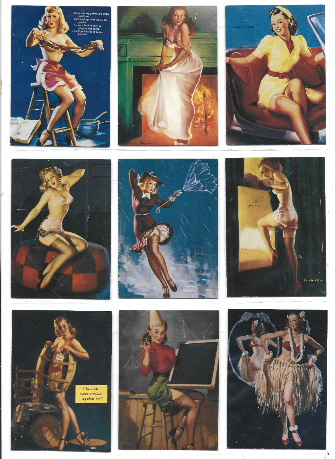 9 Sexy Gil Elvgren Pinup Paintings on Mint Calendar Pinups Trading Cards 1994 E