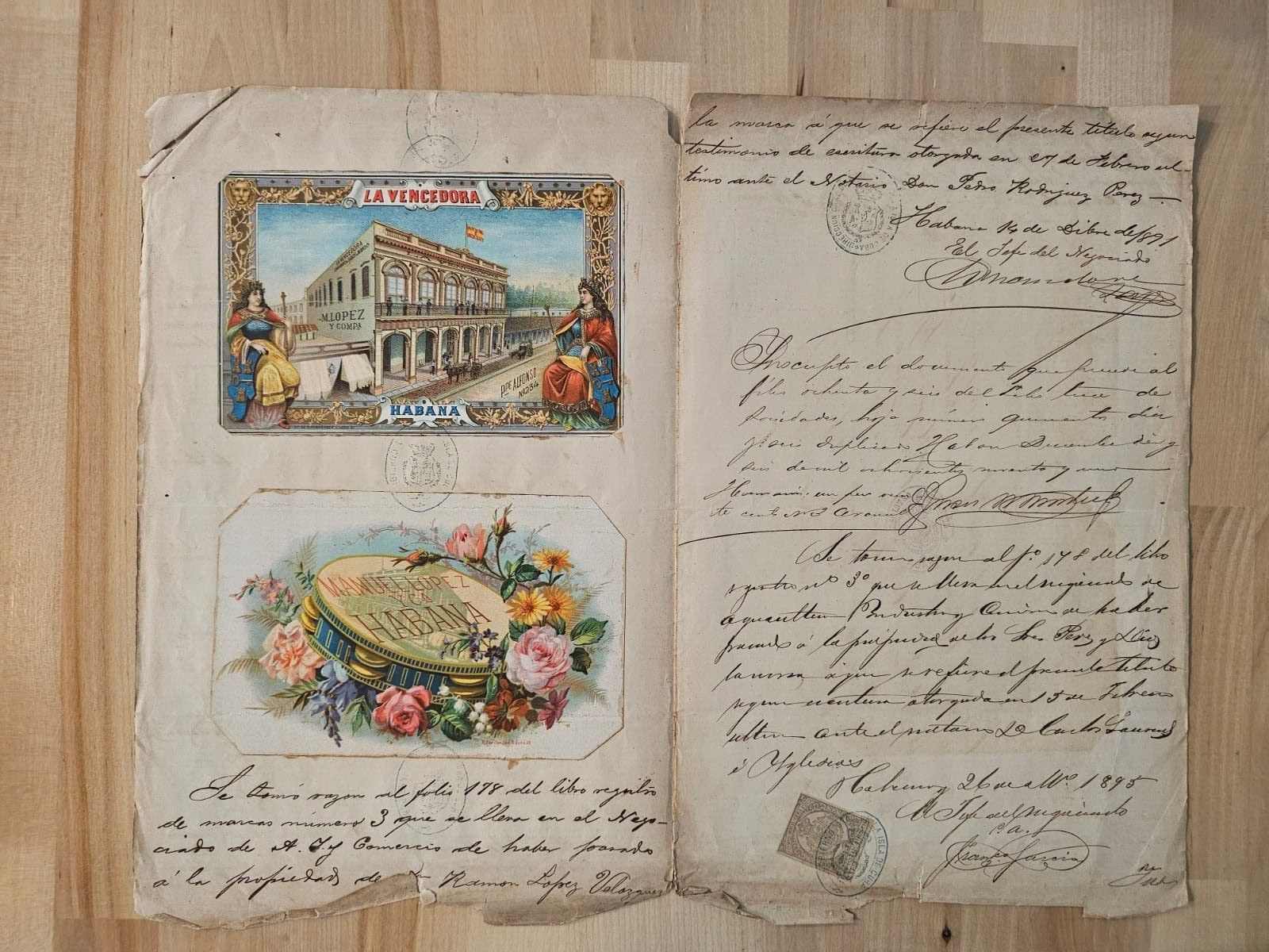 UNIQUE 1899 Inscription Cuban Cigar Label Tobacco Brand MANUEL LOPEZ VENCEDORA