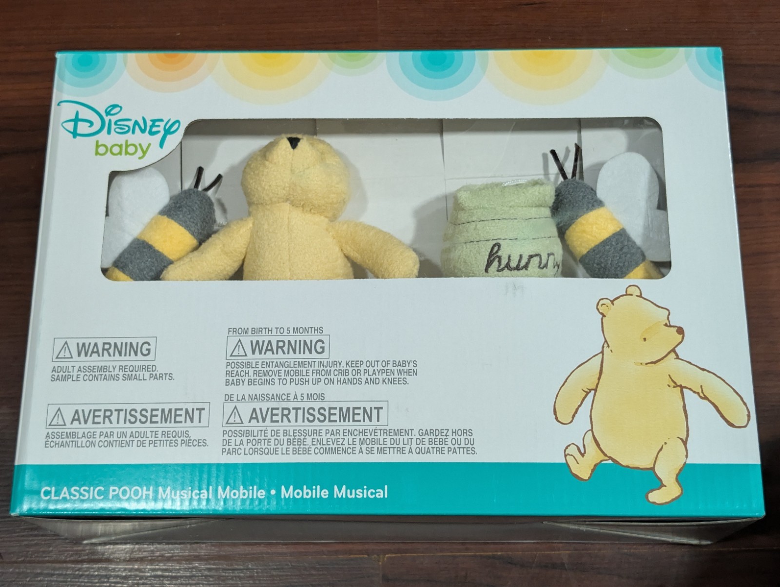 Disney Winnie The Pooh Classic Pooh Ivory, Sage, Butter Musical Mobile with Hunn