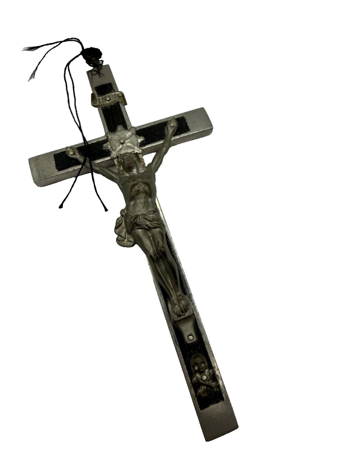 Vintage Golgotha German Crucifix/Cross/Skull Pectoral/Wall Hanging Cross Ebony